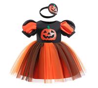 Halloween Dresses Kids Scary Horror Dress Girls Costumes Gothic School Therm Party Outfit Zombie Fairy Fancy Vampire Costume for Witch Cosplay 7-14 Y Orange