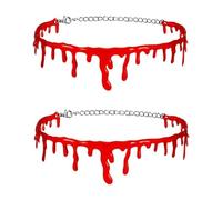 Halloween Dripping Blood Choker Set - 2 Pcs Horror Vampire Red Drip Collarbone Chains, Spooky Cosplay Costume Party Accessories