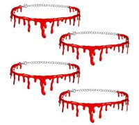 Halloween Dripping Blood Choker Set - 4 Pcs Horror Vampire Red Drip Collarbone Chains, Spooky Cosplay Costume Party Accessories