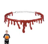 Halloween Dripping Blood Necklace - Joke Blood Choker Necklace,Imitation Bleeding Collar Neck Jewelry for Cosplay Role Play Stage Themed Events Performance