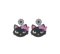 Halloween Drop Dangle Earrings - Fun Playful Spooky Scary Designs - Pumpkin, Witch’s Hat & Broom, Flying Witch, Black Cat, Bloody Lips, Bloody Heart - Gold Plated - with Gift Box Included