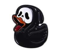 Halloween Duck Skeleton Brooch Cute Cartoon Black Enamel Pins for Women Men Novelty Funny Animal Skull Lapel Pin Creative Statement Ducky Mouth Brooches Jacket Backpacks Bags Clothing Badge