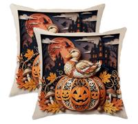 Halloween Duck Throw Pillow Covers 18x18 Set of 2, Soft Comfy Holiday Novelty Pillow Cases Kit, Spooky Pattern Velvet Decorative Couch Sofa Living Room
