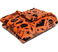 Bedlam 'Boo' Plush Halloween Fleece Throw in Orange | Size: 120 cm x 150 cm Bedlam Orange 120 cm x 150 cm