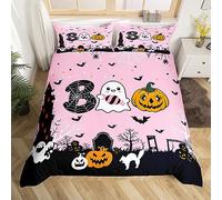 Halloween Duvet Cover Set Super King Size, Cute Pumpkin Ghosts Comforter Cover with 2 Pillowcases, Spider Bats Print Bedding Set 3pcs for Kids Boys Girls Bedroom Decor Lightweight Bedspread Cover