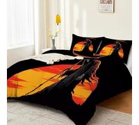 Halloween Duvet Cover Set Super King Size, Simple Death Sunset Printed Pattern Brushed Microfiber Duvet Cover - Halloween Decor Bedding Set with 2 Pillow Cases 50 x 75 cm