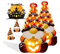 Halloween Dwarf Decoration with Light, Halloween Nostalgic Ceramic Tree,Pumpkin Gnome Ceramic Tree Light-Up Figurine,11 inch Pre-lit Tabletop Decoration,Tall Orange Tree Figurines Night Light (2pcs)