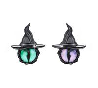 Halloween Earrings 925 Sterling Silver Witch Hat Earrings Cat Eye Goth Hypoallergenic Studs Jewellery Gifts for Women