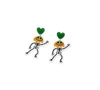 Halloween Earrings Acrylic for Women Funky Spooky Quirky Pumpkin Ghost Dancing Skeleton Skull Spider Earrings Colorful Resin Halloween Theme Jewelry, Zinc, No Gemstone
