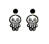 Halloween Earrings Acrylic for Women Funky Spooky Quirky Pumpkin Ghost Dancing Skeleton Skull Spider Earrings Colorful Resin Halloween Theme Jewelry, Zinc, No Gemstone