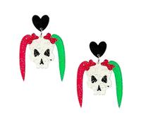 Halloween Earrings Acrylic for Women Funky Spooky Quirky Pumpkin Ghost Dancing Skeleton Skull Spider Earrings Colorful Resin Halloween Theme Jewelry, Zinc, No Gemstone
