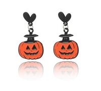 Halloween Earrings Cute Skull Earrings for Women Fun Crystal Pumpkin Dangle Earrings Funny Smiling Face Pumpkin Drop Earrings Halloween Earrings Jewelry Gifts, Alloy Steel, No Gemstone