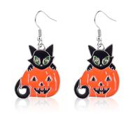 Halloween Earrings, Drop Dangle Earrings for Women Fun Halloween Holiday Costumes Party, Regular Size, Zinc, No Gemstone