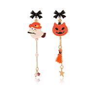 Halloween Earrings for Women Dangling Pumpkin Earrings Witch Cat Ghost Earrings Spooky Earrings Horror Scream Creepy Goth Earrings Halloween Accessories for Women Pumpkin Jewelry (Style8_asymmetry