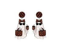 Halloween Earrings for Women Fun Leopard Print Ghost Earring, One Size