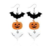 Halloween Earrings for Women Ghost Earrings Pumpkin Earring Gothic Black Bat Earring Festive Jewelry for Women Halloween Costume Party Accessory, Metal, No Gemstone