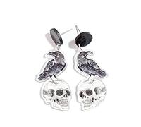 Halloween Earrings for Women Girls Dangle Wine Cup/Cuddle Skeleton/Pumpkin Crow Skeleton 1 Pair Dangle for Women Halloween, フリーサイズ