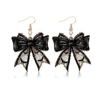 Halloween Earrings for Women Gothic Dangle Bow Earrings Black Bat Bow Earring Costume Jewelry Halloween Accessories for Women Party Outfit, Metal, No Gemstone