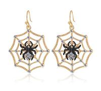 Halloween Earrings for Women,Spider Web Dangle Drop Earrings with Rhinestone Spider,Spider Charm Dangle Earrings,Halloween Festival Jewelry Gifts for Women