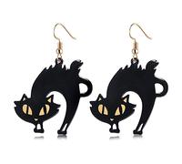 Halloween Earrings for Women Spooky Ghost Drop Earrings Acrylic Black Cat Hook Earrings Glitter Witch Hat Earrings Statement Trick Funny Halloween Jewelry Gifts for Women, Zinc, No Gemstone