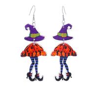 Halloween Earrings for Women Spooky Witch Hat Boots Ghost Cowboy Cowgirls Acrylic Drop Dangle Earrings Halloween Costume Party Jewelry Festival Gifts, Acrylic, No Gemstone