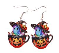 Halloween Earrings Funny Acrylic Spooky Ghost Pumpkin Dangle Earrings for Women Halloween Cosplay Costume Party Jewelry, Acrylic, no gem