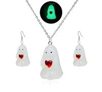 Halloween Earrings Necklaces Set for Women Glow in the Dark Spooky Dangle Earrings Cute Cartoon Ghost Jewelry Set Halloween Accessories Jewelry, M, Acrylic, No Gemstone