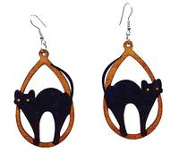 Halloween Earrings Reversible Pumpkin Wooden Long Dangle Drop Dainty Unique Handmade For Women Girls Kids (A, One Size)