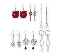 Halloween Earrings Set, Pendant Earrings | Cute Devil Horns Dangle Earrings, Spiderweb Skull Dangle Earring for Women, Holiday Party Decor