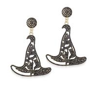 Halloween Earrings, Witch Hat Earrings Spooky Creepy Earrings Beaded Stud Earrings Weird Earrings Statement Cosplay Jewelry Earring for Women Halloween Cosplay Accessories Costume Party Gifts