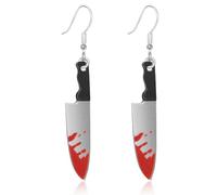 Halloween Earrings Women Scary Knife Earrings, Halloween Dangle Earrings, Vampire Witch Costume Accessory, Halloween Jewelry Gift for Women Girls, L, Stainless Steel, No Gemstone