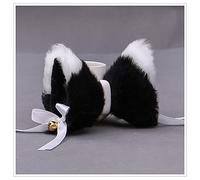 Halloween Easter Furry Japanese Cute Cat Kitten Fox Lolita Maid Hair Clips for Cosplay Characters Costume Party (white black)