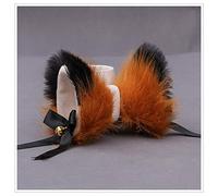 Halloween Easter Furry Japanese Cute Cat Kitten Fox Lolita Maid Hair Clips for Cosplay Characters Costume Party (black orange)
