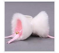 Halloween Easter Furry Japanese Cute Cat Kitten Fox Lolita Maid Hair Clips for Cosplay Characters Costume Party (white pink)