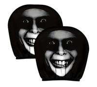 Halloween Elastic Car Seat Headrest Protector - Spooky Cover Wrap, Auto Decoration | Funny Skull Print Cushion Slip-on Interior Accessory, Stretch Fit Guard For Back Front Chair