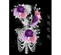 Halloween Elegant Skull and Ribcage with Purple and Pink Flowers: 2026 Weekly Planner