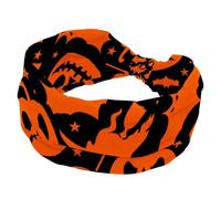 Halloween Element Pumpkin Witch Wide Headbands for Women, Non Slip Sports Hair Bands, Stretchy Head bands, Fahion Wide Headband for Yoga, Workout, Daily
