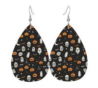 halloween elements Earrings for Women, Colorful Teardrop Leather Earrings for Women Trendy, Tear Drop Earrings Jewelry