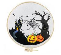 Halloween Embroidery Kit Crochet Kit Beginner Halloween Craft Kit Embroidery Fabric DIY Embroidery Kits for Beginners Halloween Knitting Accessories Crafts Embroidery Kit DIY Halloween Crafts B
