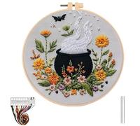 Halloween Embroidery Kit, Gothic Halloween Embroidery Starter Kit for Beginners Adults, Stamped Cross Stitch Kit Needlepoint Kit, DIY Adult Cross Stitch Kits with Needles and Thread Included (B)