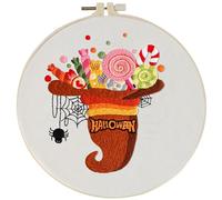 Halloween Embroidery Kit with Accessories Halloween Gothic Funny | Pumpkin Ghost Embroidery Kit for Home Studio Art Class Holiday Party Birthday Housewarming