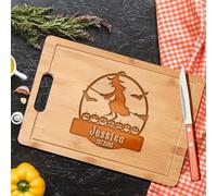 Halloween Engraved Cutting Board with Name - Personalized Wooden Charcuterie Block, Custom Halloween Kitchen Gift for Family, Parents, Friends, or Loved Ones