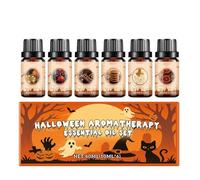 Halloween Essential Oil Set - 6 Bottles of DIY Aromatherapy Oils for a Festive Home Fragrance, Including Pumpkin Pie, Caramel Apple, and More.