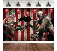 Halloween Eve Clown Photography Backdrop Horror Creepy Scary Background Carnival Trunk Treat Birthday Party Skull Balloons Decor 240x180cm