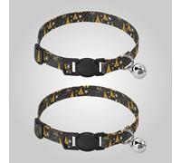 Halloween Evil Cat Black Gold Star Forests Dog Collars Small Size Quick Release Buckle Dog Collar for Puppy Girl Boy 2 Pack