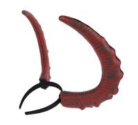 Halloween Evil Horn Hair Hoop Black PU Headband | Photo Shoot, Reusable for Stage Performance, Flexible Plastic Base, Sculpted Curved Horns, Wig Use