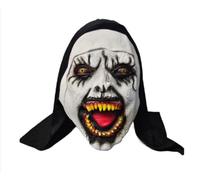 Halloween Evil Nun Latex Mask with Black Veil, Full Head Scary Costume Accessory for Haunted Houses, Cosplay, Fancy Dress, Theatre, Parties, Festivals, Stage Shows and Photo Booths