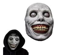 Halloween Exorcist Smile Mask - Creepy Horror Evil Face Latex Full Head Skull Helmet for Cosplay Props and Party Costume Accessories