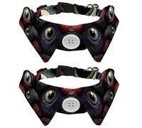 Halloween Eyeball 2 Pieces Dog Collars with Bow Tie and Bell, Adjustable Dog Bow Ties Collars, Pet Bow Tie for Small Medium Boys Girls Puppies Cats