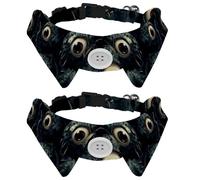 Halloween Eyeball 2 Pieces Puppy Collars, Lapel Style Paws Dog Collar with Tie, Adjustable Pet Bowties for Small Medium Dogs Cats